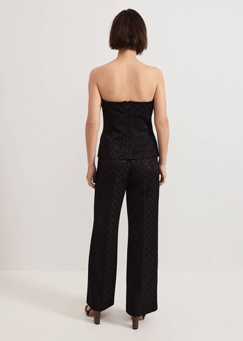 Phase Eight Adalynn Jacquard Trousers Black USA | 9746052-BA